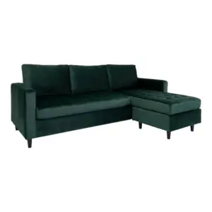 Firenze Sofa, Mørkegrøn velour med sorte ben - UDSOLGT TIL UGE 15.