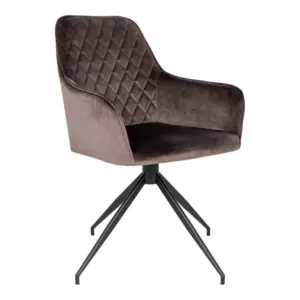 Harbo Dining chair with swivel base in mushroom velour