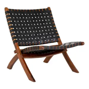 Perugia folding chair black leather
