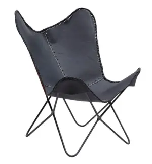 Melissa Lounge stol, sort læder og jern