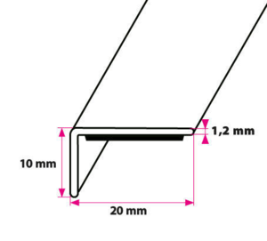 Vinkelprofil, 20 x 10 mm. hvid eg. Selvklæbende 