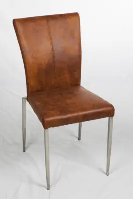 E40C - Chair cognac microfiber with brushed frame