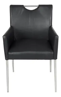 E-40D-A - Chair in black leather