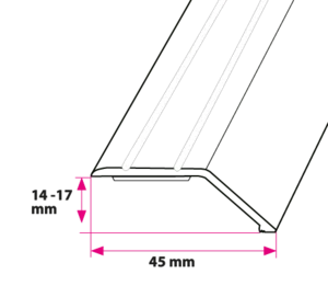 14x17 mm. overgangsprofil m. næb - u/huller