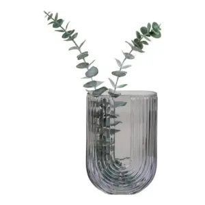 Vase U-form i smoked glas
