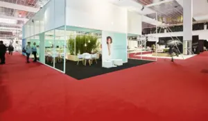 Red exhibition carpet with grooves and foam backing - PROMOTION - REST 240X200 CM