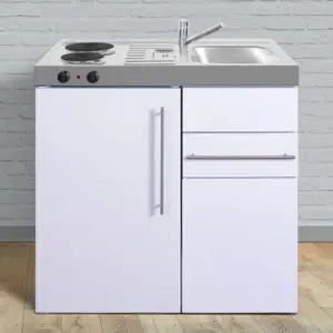 Multi-Living minikøkken - Trend Premiumline 1100 White, Vask til højre og kogeplader