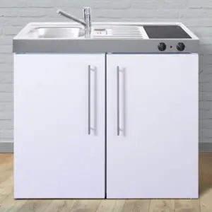 Multi-Living minikøkken - Trend Premiumline MP-100 White, Vask til venstre og keramisk plade