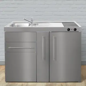 Multi-Living minikøkken - Trend Premiumline 4101, Rustfri stålkabinet med køleskab og keramisk plade