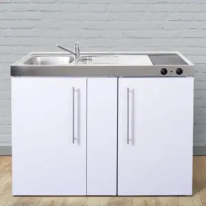 Multi-Living minikøkken - Trend Premiumline 4100, Hvidlakeret stålplade med køleskab