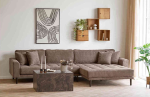 Lido Lounge Sofa, højrevendt i brun fløjl - UDSOLGT TIL UGE 7/2026.