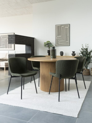 Spisebordstol, mørkegrøn med sorte ben