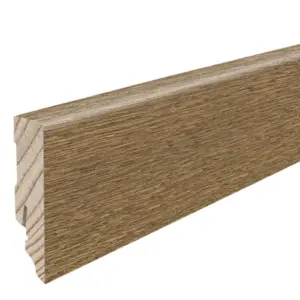 Fodpanel til trægulv, Eg vintagebrun børstet, 16x58 mm. Oliebehandlet