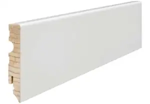 Fodpanel til trægulv, Hvid 15x80 mm. Mat strong folieret
