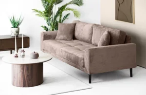 Lido 3 Personers Sofa, Brun fløjl med to puder