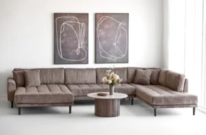 Lido U-Sofa, brunt fløjl og venstrevendt