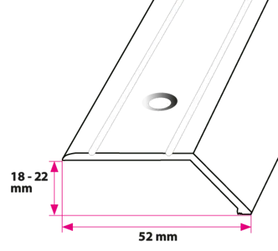 18-22 mm. Overgangsprofil med nebb - midthull