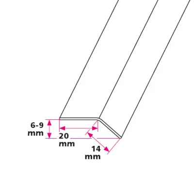 6-9 mm. overgangsprofil med nebb - m/hull