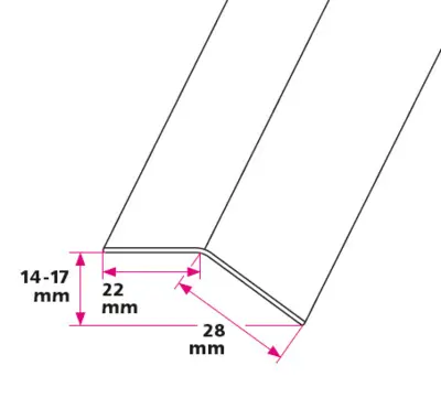 14-17 mm. overgangsprofil med nebb - m/hull