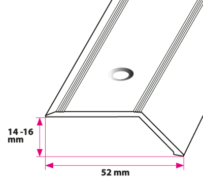 14-16 mm. overgangsskinne med nebb - midthull