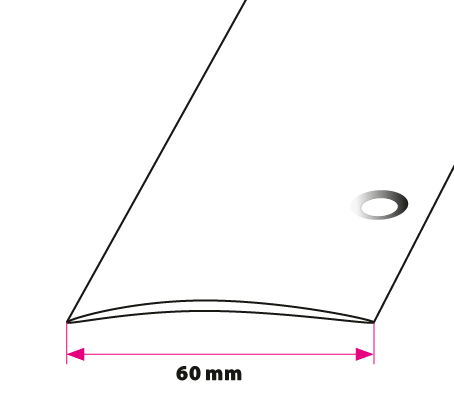 60 mm. buet overgangsprofil - sidehullet