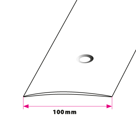Overgangsprofil, 100 mm. buet midthullet 