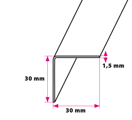 30x30 mm. angle profile - w/holes