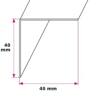 40x40 mm. angle profile - w/holes
