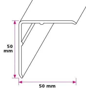 50x50 mm. Corner protection angle - without holes