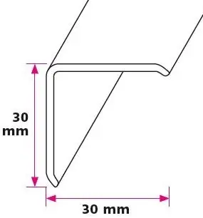 30x30 mm. Corner protection angle - without holes