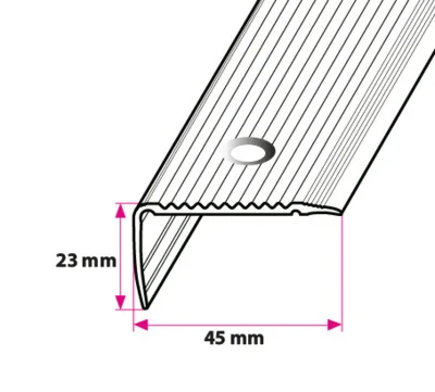 45x23 mm. angle profile with grooves - central hole