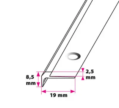 Trappe forkant for 2,5 mm. liten skrå - midthull