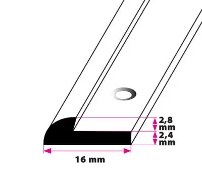 Trappeafslutning til 2,5 mm. linoleum - midthullet 