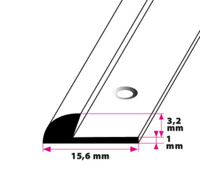 Trappeafslutning til 3,2 mm. linoleum, tynd - midthullet 
