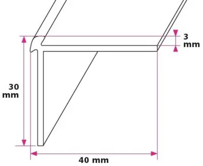Trappekantprofil 3mm. 2 sidet til linoleum - midthullet