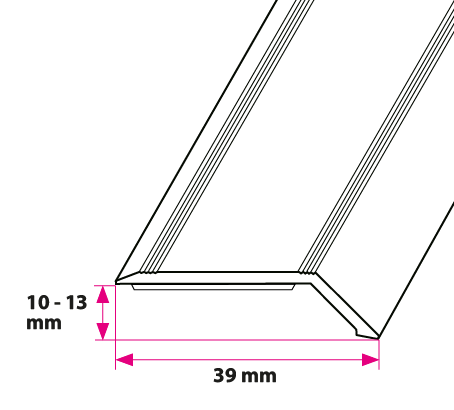 10-13 mm. overgangsprofil med nebb - selvklebende
