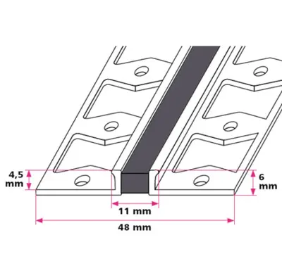 Expansion joint profile for 4.5 mm. - the middle hole