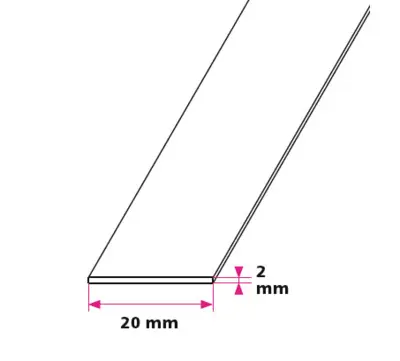 20x2 mm. flad profil - u/huller 