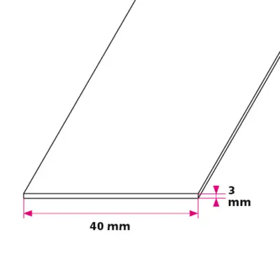 40x3 mm. flad profil - u/huller 