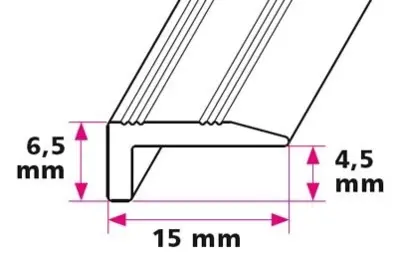 15 x 6.5 mm Angle profile - without holes