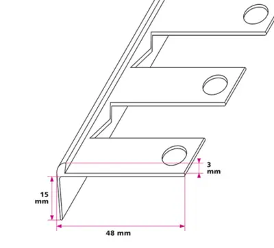 3 mm stair front edge, Flex - center hole