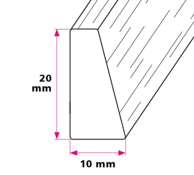 Bordplate Profil 10 x 20 mm - uten hull