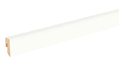 Hvidt fodpanel til laminatgulv, 19 x 58 mm. - kan males.