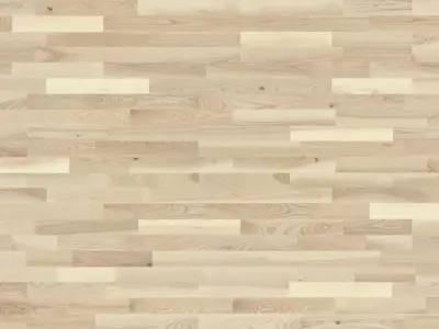 Wooden floor - Ash 3-strip Laminate parquet, Standard, White matt lacquer