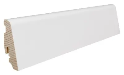 Hvit fotpanel for parkettgulv, 19 x 58 mm. (vanntett)