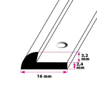 Trappeafslutning til 3,2 mm. linoleum - midthullet 
