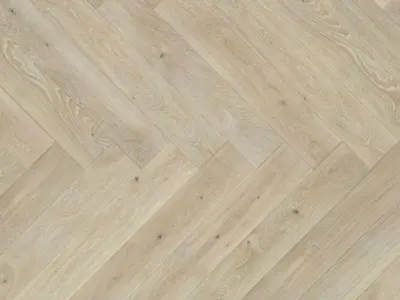 Wooden floor - Oak Herringbone click, Grissini, Brushed white food lacquer