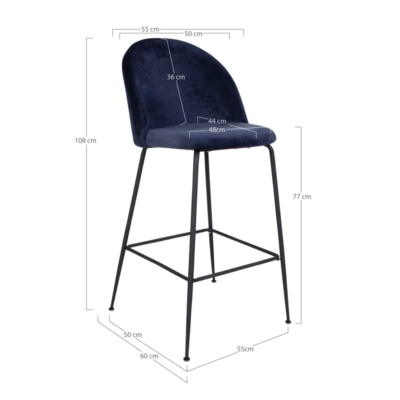 Lausanne Bar chair in blue velor