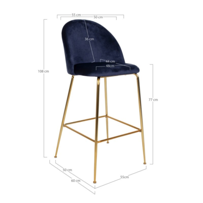 Lausanne Barstool in blue velor