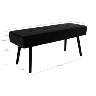 Skiby Bench i sort velur